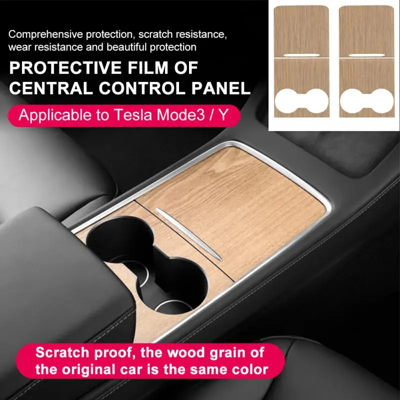 

Wood Grain Film Carbon Central Control Cover For Tesla Model 3 Y 2021 2022 Center Console Panel Sticker Car Interior Accessories