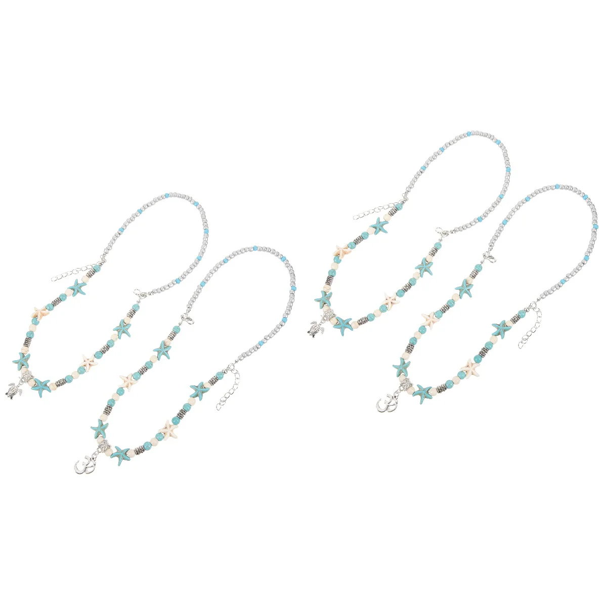 

Ocean Bracelets Hawaiian Beach Double Layer Anklet Jewelry Summer Foot Decoration Accessory Adjustable Chain Bracelets