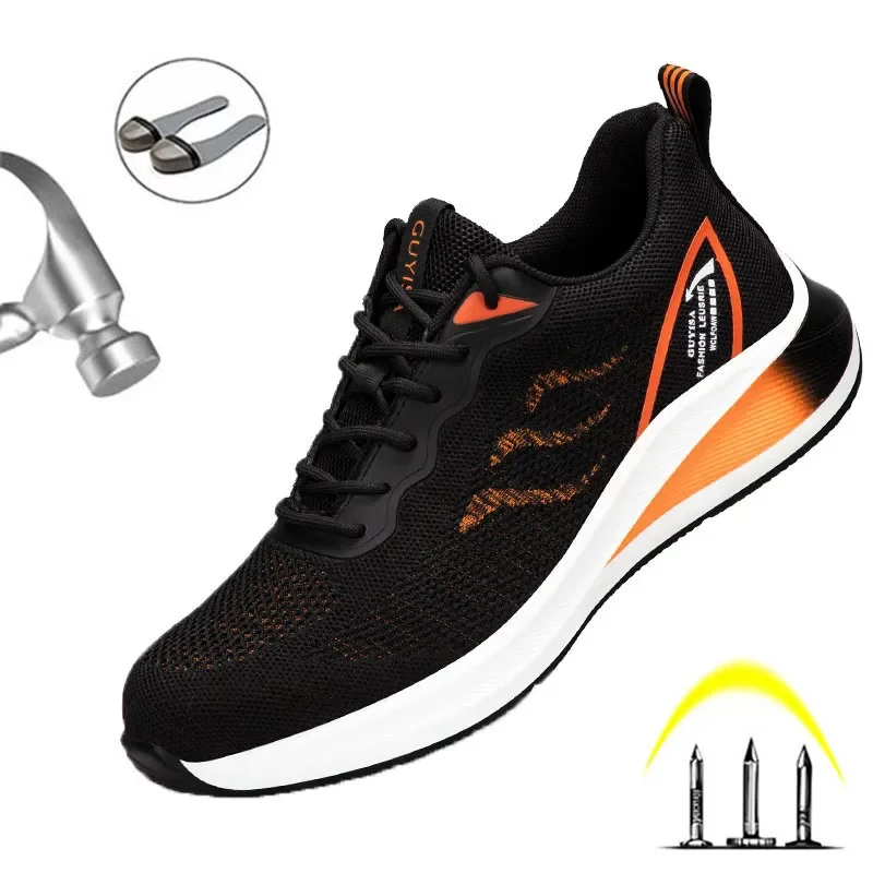 

2023New New Breathable Men Safety Shoes Steel Toe Non-Slip Work Boots Indestructible Shoes Puncture-Proof Light Work Sneakers Me