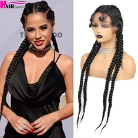 Knotless Braided Synthetic Lace Wig Glueless Pre Plucked With Baby Hair Cornrow Box Braid Lace Front For Women Black Blonde 99J