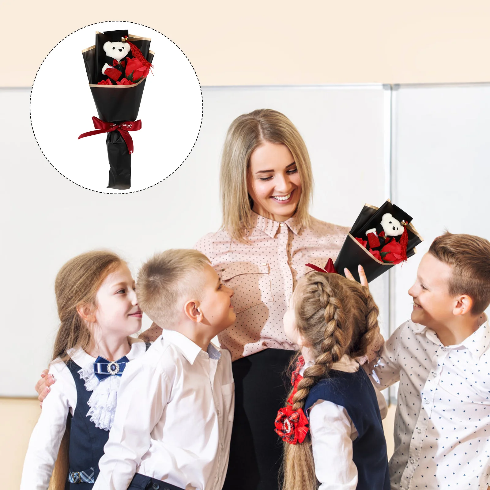 

Аксессуары для выпускного, игрушки, куклы, цветочный медведь, нежный букет медведя, плюшевый букет, украшение на выпускной, церемонию, медведь, куклы