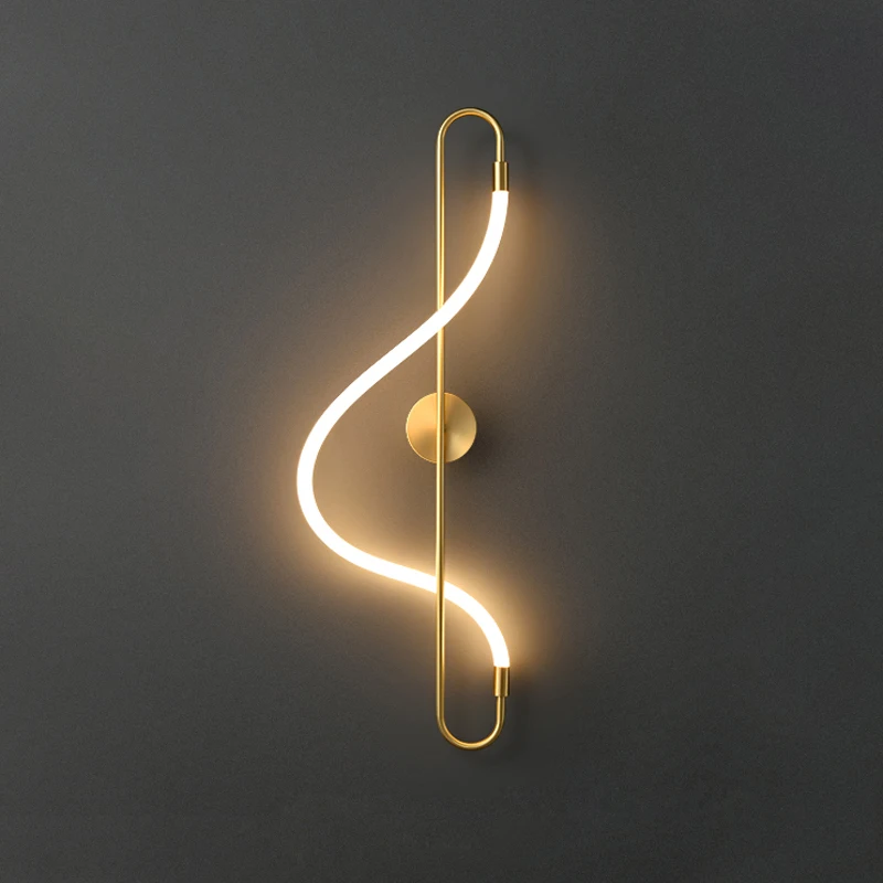 Музыкальные ноты Золото Черный Хром Белый Светодиодные дизайнерские настенные