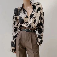 deeptown vintage cow point shirt women harajuku long sleeve blouses ladies oversize korean 2022 fashion button up female clothes