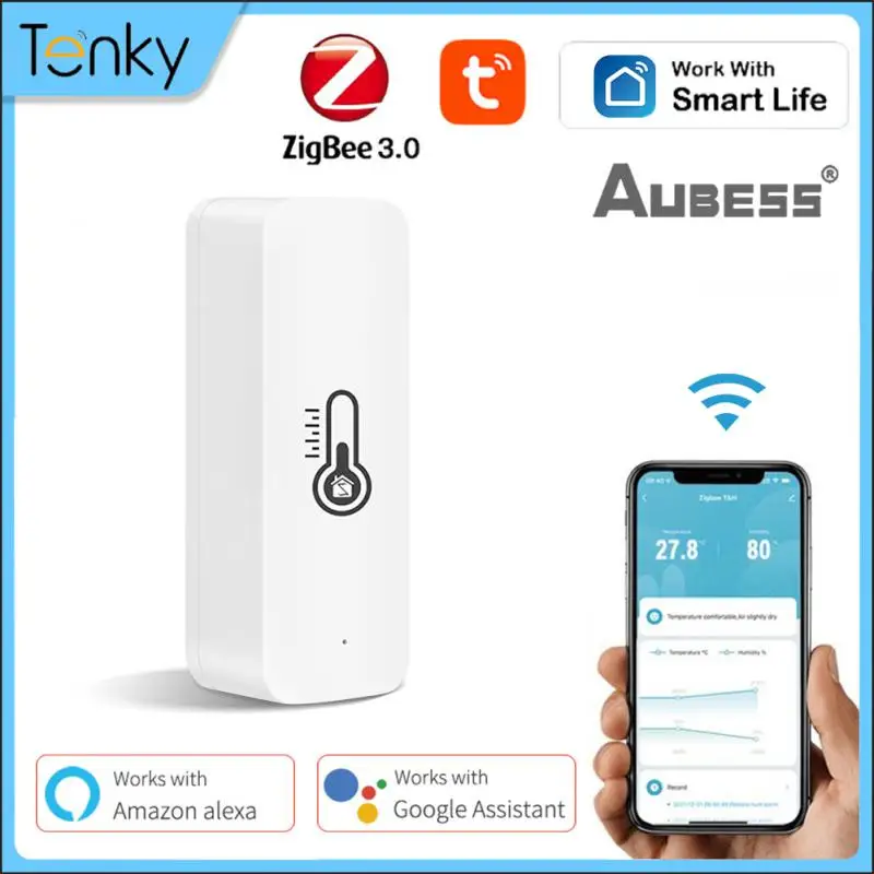 

Датчик температуры и влажности MTuya ZigBee, Wi-Fi сенсор для умного дома, работает с приложением Alexa Google Home, ZigBee Gateway