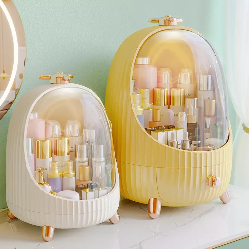 

Penguin Cosmetic Storage Box Makeup Organizer Egg Waterproof Desktop Organizer Creative Beauty Box Shelf Drawer Display Cabinet