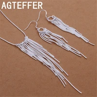 fine 925 sterling silver jewelry sets for women 18 inches tassel lines necklace earrings fashion party wedding christmas gifts