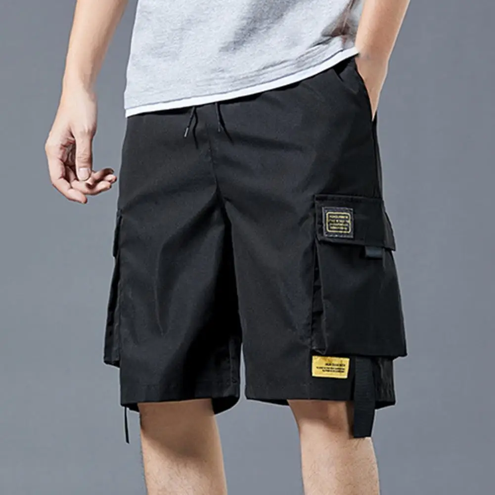 

Loose Type Stylish Straight Pattern Deep Crotch Cargo Shorts Casual Men Cargo Shorts Solid Color Teenager Clothes