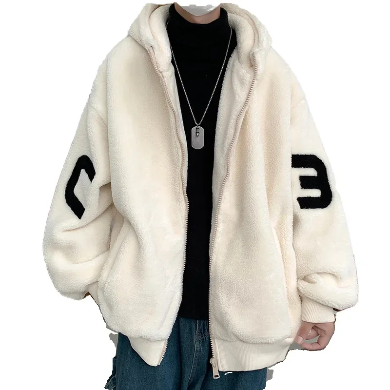 Утолщенная флисовая подкладка свободная куртка из овечьей шерсти хлопковое