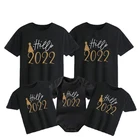 парные футболки для пар Футболка с надписью Hello 2022 для семьи, футболка с принтом для папы, мамы и ребенка, топы, одежда для мамы и меня, семейная Одинаковая одежда, футболка для мальчиков и девочек