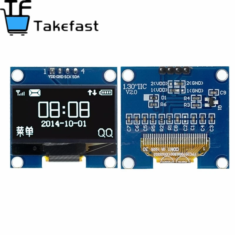 Органический модуль светодиодного дисплея 1 3-дюймовый белый/синий SPI/IIC I2C