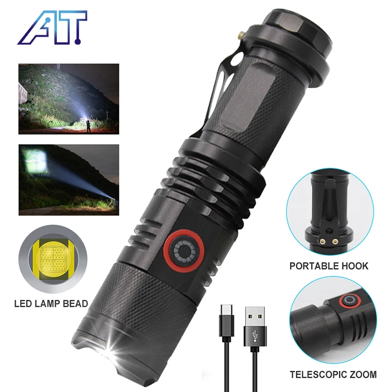 

Mini USB Flashlight 18650 Battery Outdoor Waterproof Camping Tent Fishing Light Attractor Powerful Lantern Led Zoom Flashlight