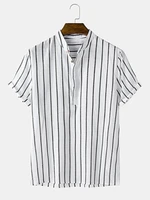 charmkpr tops 2022 stylish well fitting new mens stripe short sleeve blouse casual streetwear male hot sale henley shirts s 2xl