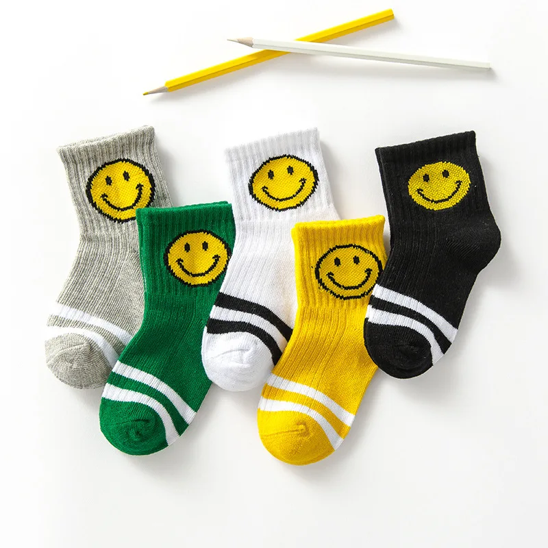 

5 pairs of four-season children's socks three bar children's socks Korean version of the current cotton socks jacquard tube sock