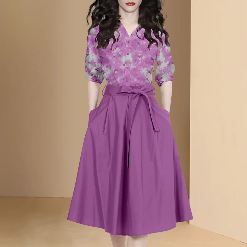 Повседневный шикарный дизайн чувственная женская летняя модная фиолетовая