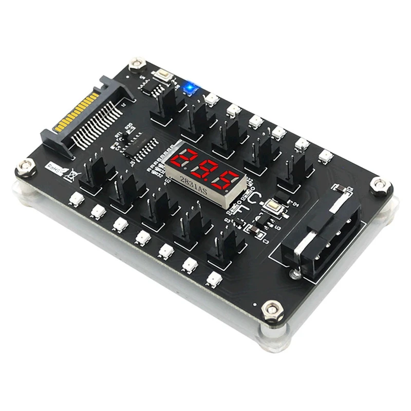 RISE-DC12V 3/4Pin Вентилятор ШИМ Контроллер концентратора вентилятора 10-канальные