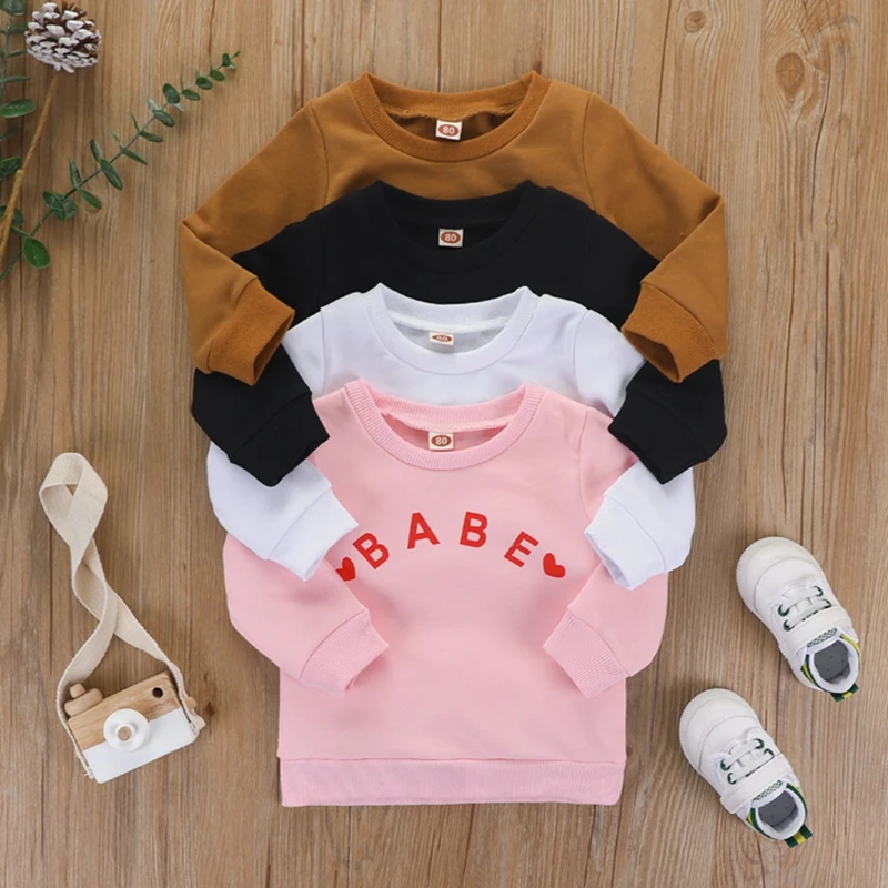 

Newest Arrival Kid Baby Sweatshirt Letter Heart Print Long Sleeve Round Neck Kids Toddlers Pullover for Party Photography