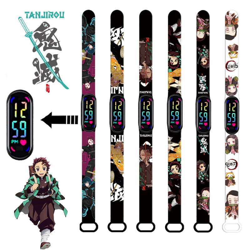 

Pokemon Anime Demon Slayer Display Digital Watch Tanjirou Nezuko Silicone LED Touch Waterproof Clock Sports Gifts Christmas Toys
