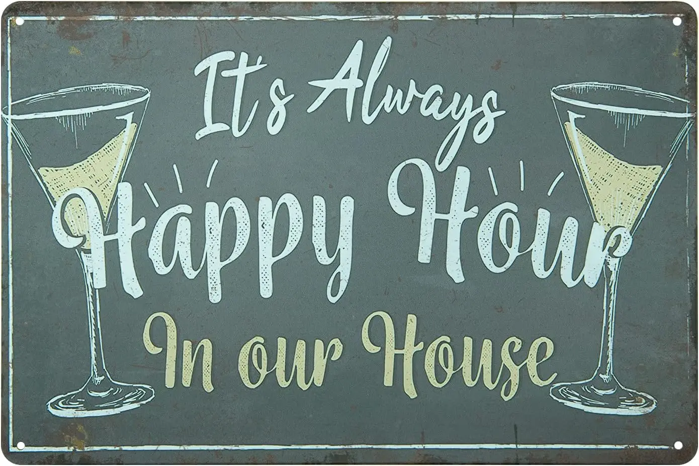 ERLOOD It's Always Happy Hour In Our House Металлическая жестяная вывеска Бар Паб Человек Пещера