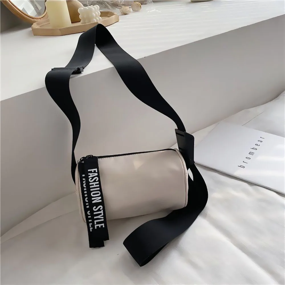 Sports Cylinder Nylon Bag Men Women Shoulder Bucket Bag Mobile Phone Messenger Bag Ins Cross-body Backpack Multi-functional Bag