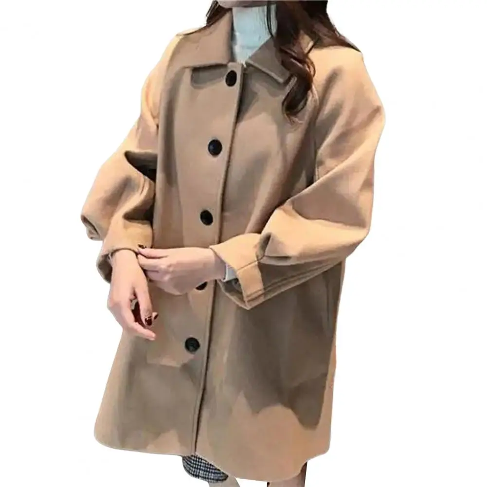 

Chic Lady Coat Turn-down Collar Thermal Elegant Lapel Anti-pilling Lady Coat