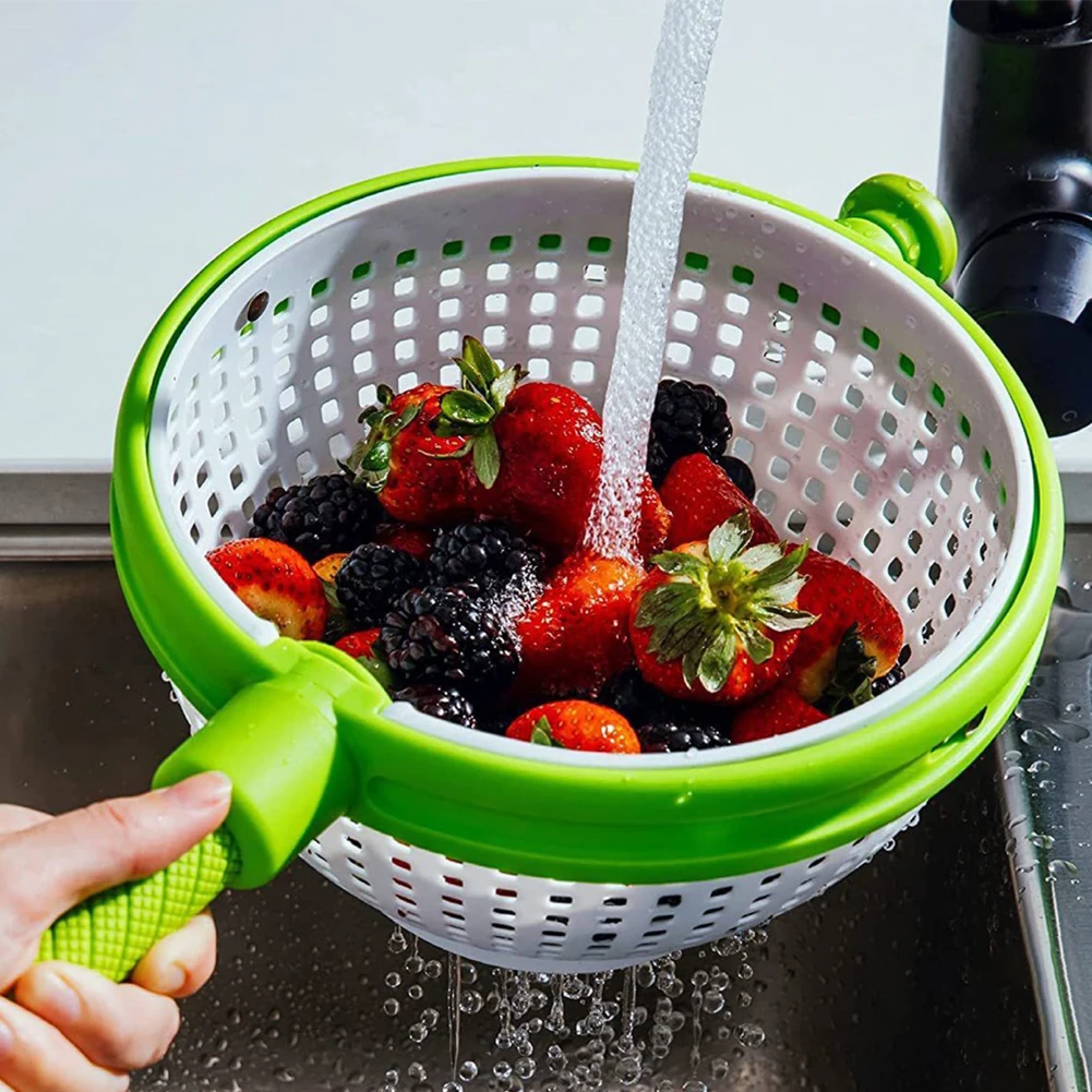 

Plastic Practical Salad Spinner Large Capacity Non Slip Home Kitchen Fruit Vegetable Cleaning Basket Convenient Multifunction
