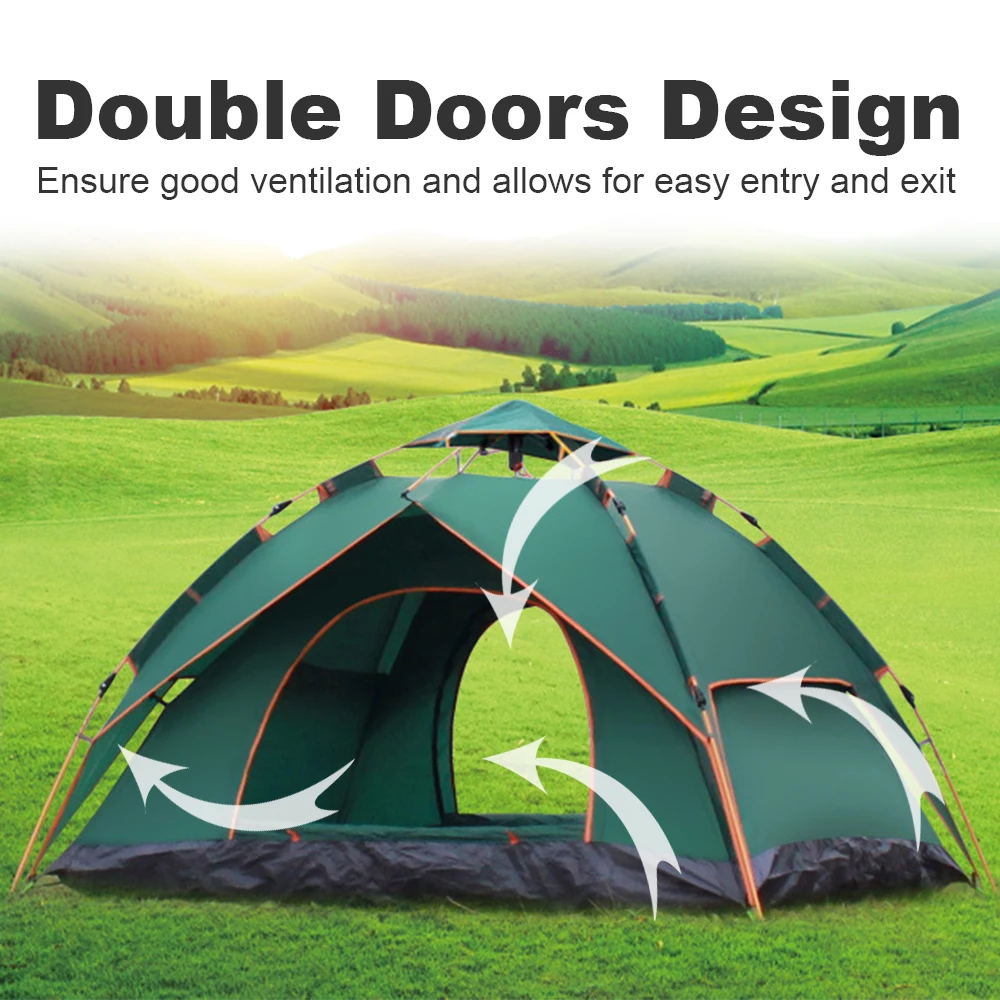 

Instant Pop Up Tent for 3-4 Person Automatic Camping Tent Dome Tent Double Layer Waterproof Family Tent for Hiking Beach