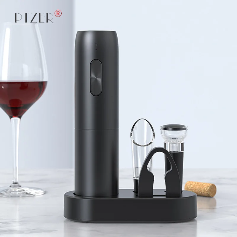 

Перезаряжаемый Электрический штопор PTZER для вина в комплекте с основанием, автоматическая открывающаяся крышка, вакуумный штопор, подарочная упаковка