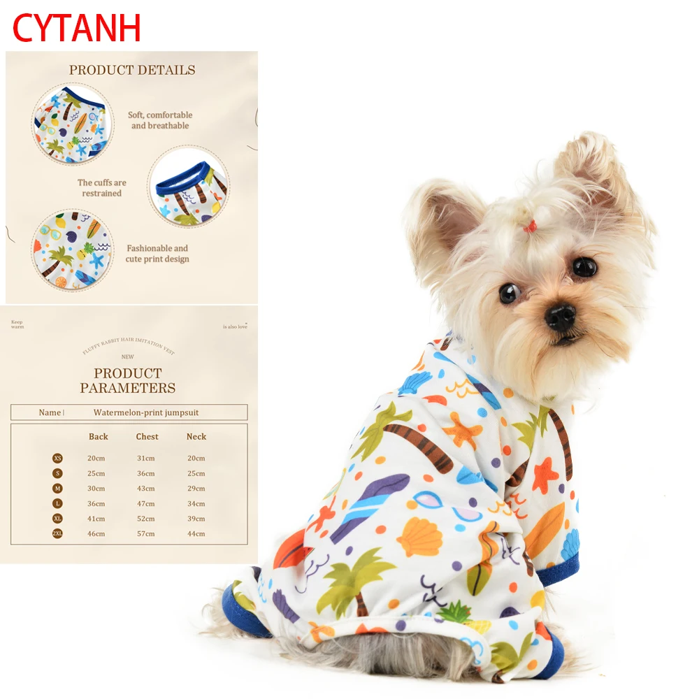 

Dog Clothes Is Soft and Breathable Prints and Cute Seasonal Small and Medium Sized Clothing Large Pet Dog Coconut Tree Prints