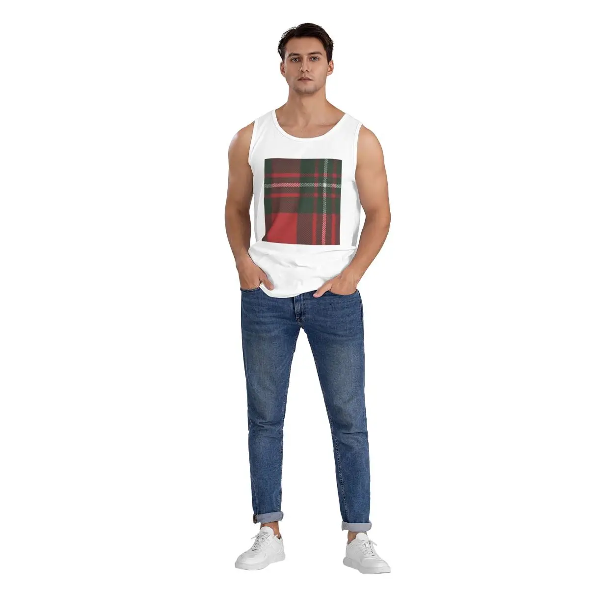 Фото Мужская толстовка без рукавов MacGregor Modern Scottish Tartan из 100% хлопка, майка, футболка, мужская одежда без рукавов №5