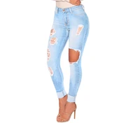 2022 new ripped slim denim trousers fashion street style ladies jeans womens clothing