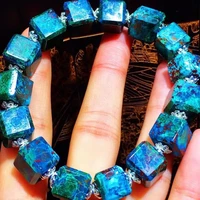 natural malachite azurite green blue bracelet power cube beads 11mm woman men azurite bracelet aaaaaa