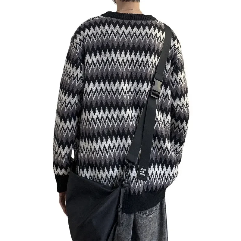 Осень-зима свободный крой повседневный свитер в винтажном стиле мужской