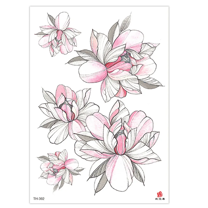 Одноразовые наклейки с искусственными цветами для татуировок черно-белые
