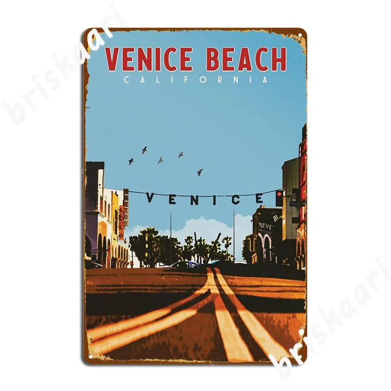 

Венеция пляж путешествия постер Винтаж Венеция пляж Калифорния металлический знак Персонализированная фотостена пещера стена гараж; Клуб
