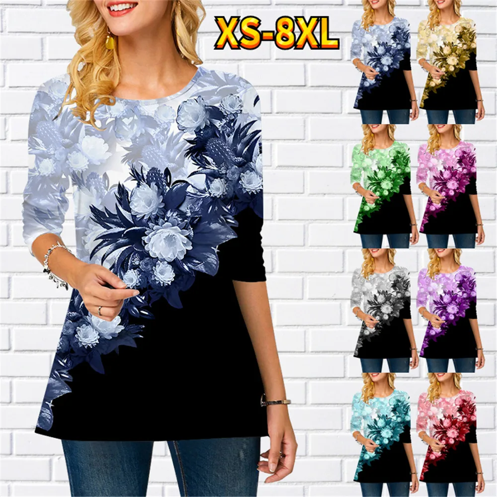 

Женская футболка с длинным рукавом, круглым вырезом и винтажным принтом