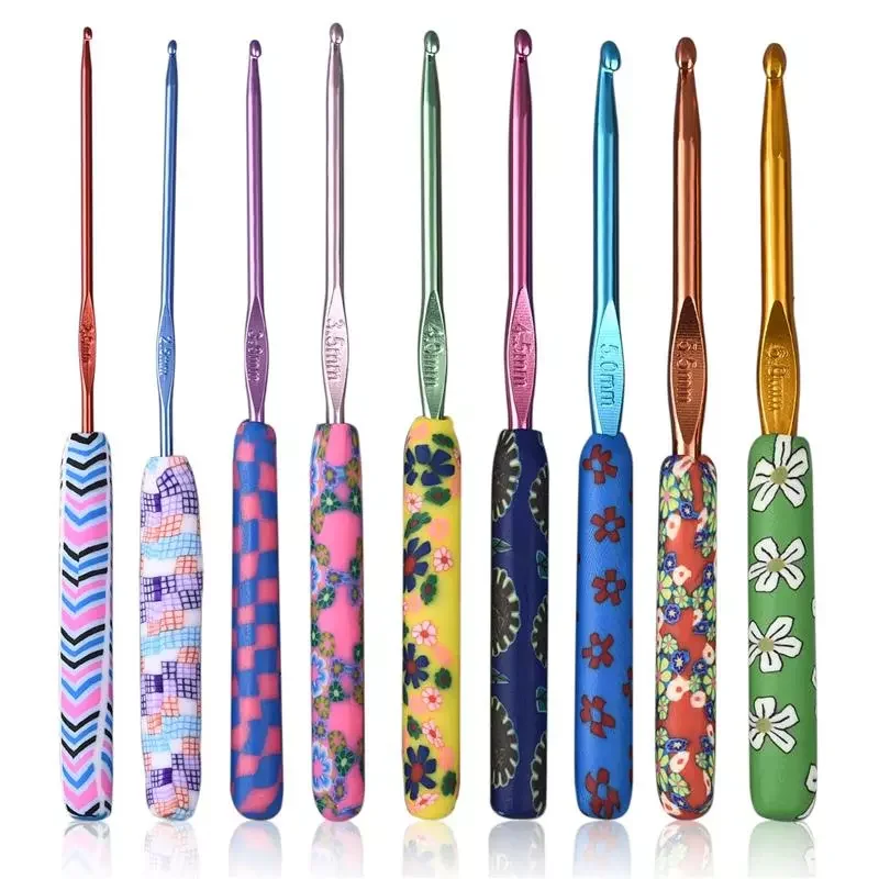 

8/9pcs Colorful Ceramic Handle Alumina Crochet Hooks Knitting Needles Set Sewing Crochet for Weave Sewing Needles Handmade Tool