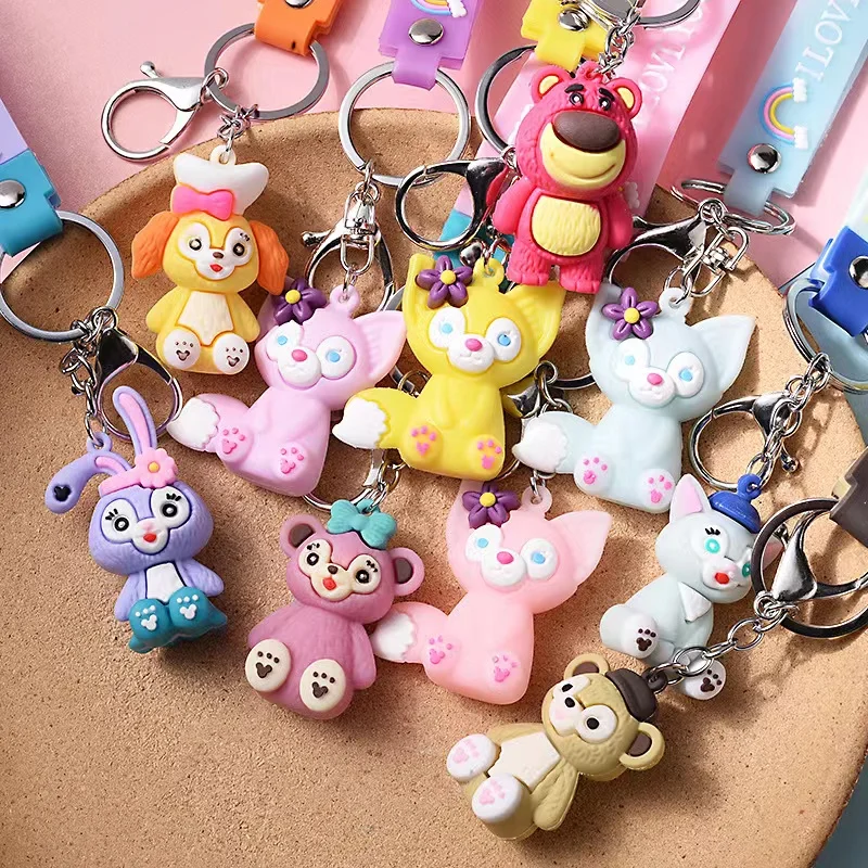 

10Pcs/Lot New Fashion Cute Fun Cartoon Key Keychain Soft Glue Ring Chain Men Women Mobile Phone Bag Car Pendant Cartoon Dog Gift