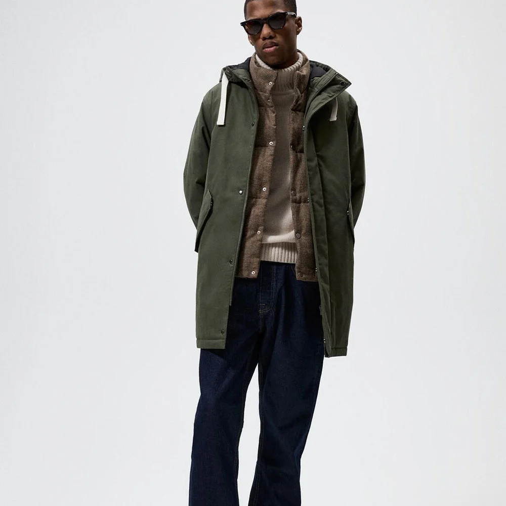 

Counter quality 2022 autumn and winter new men's casual hooded dovetail mid-length loose cotton parka coat