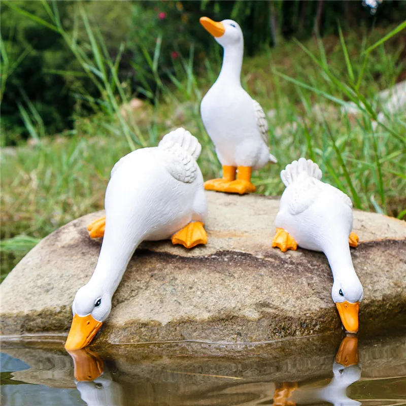

Resin Duck Garden Statues Cute Simulation Animals Sculpture Statue Patio Figurine Crafts Decoration for Pool Ornament Home Decor