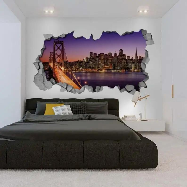 

San Francisco skyline - 3d wall decals - 3d Wall - 3d Wall Art - Wall Sticker - Wall Decal - 3d Wallpaper - 3d art - SKU: NIBR3D