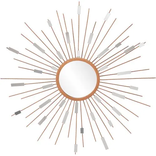 

Stylish Camrose Southern Enterprise Gold Sunburst Wall Mirror with Long Metal Strands - Stunning Home Decoration.