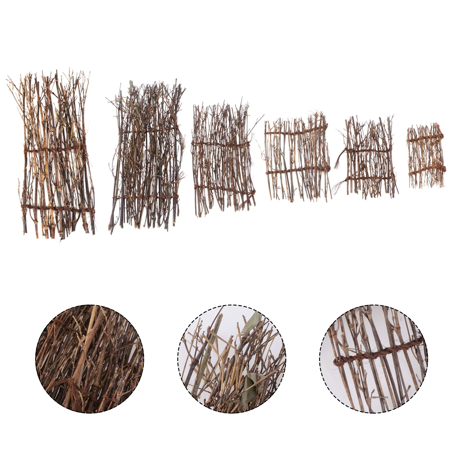 

6PCS Bamboo Silk Sashimi Plate Handmade Bamboo Silk Decor Micro Landscape Decoration Natural Purple Bamboo Fence Mat for Bonsai