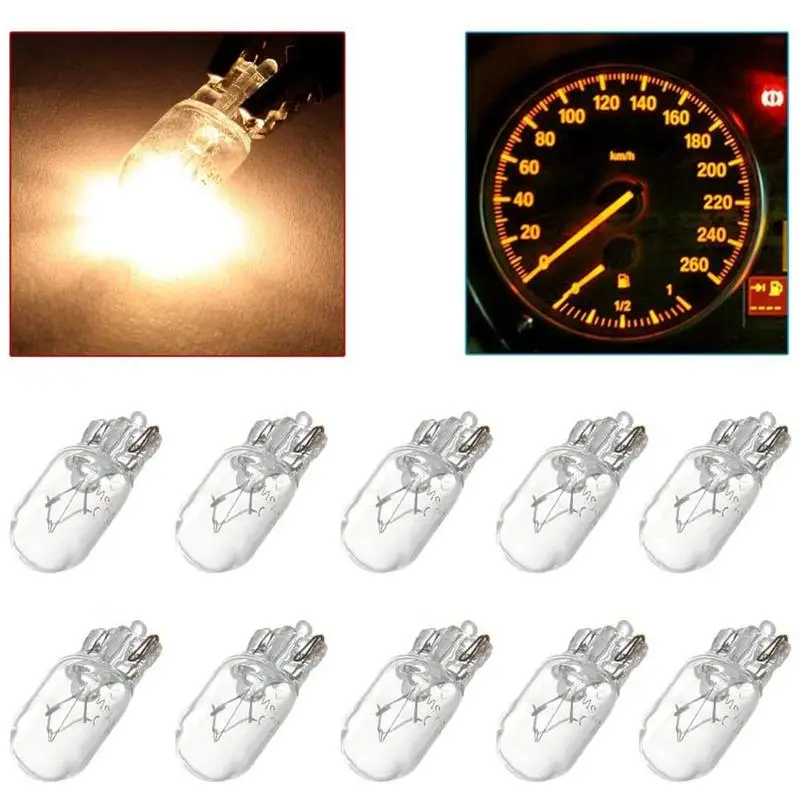 

LED Headlight Bulbs T10 High Temperature Resistant 10PCS Replacement Part 12V White Bulb For Dashboards Planters Shift Levers