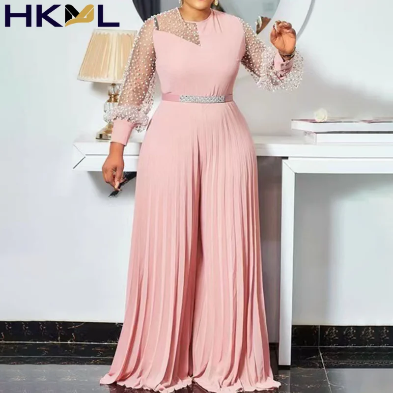 

Комбинезон женский летний однотонный с длинным рукавом, модный прозрачный Элегантный длинный комбинезон с плетением из сетчатой пряжи, пра...