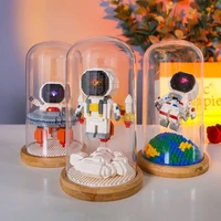 astronaut mold space station mini building blocks ufo toy for kids with display box led light constructor toy for children gift