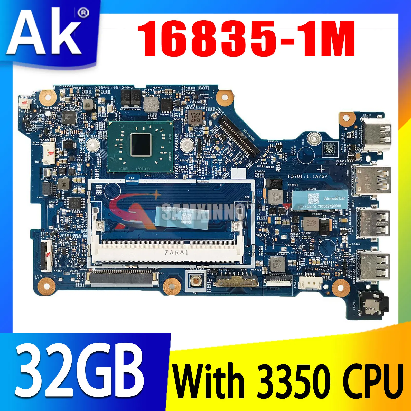 

For Acer Spin 1 SP111-31 Laptop Motherboard 32GB SSD 16835-1M 448.0A806.001M Mainboard Test Good