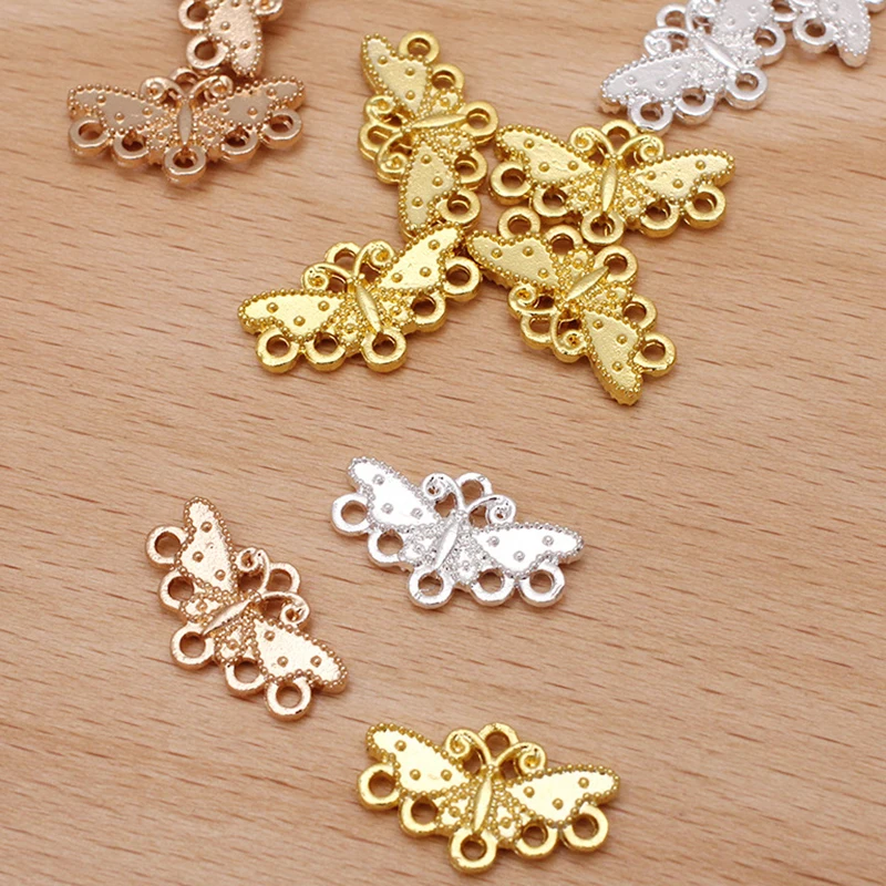 

50Pcs/lot 11x18mm Alloy Butterfly Pendants Charms Connector for DIY Jewelry Making Earrings Hair Jewelry Accessories Supplies