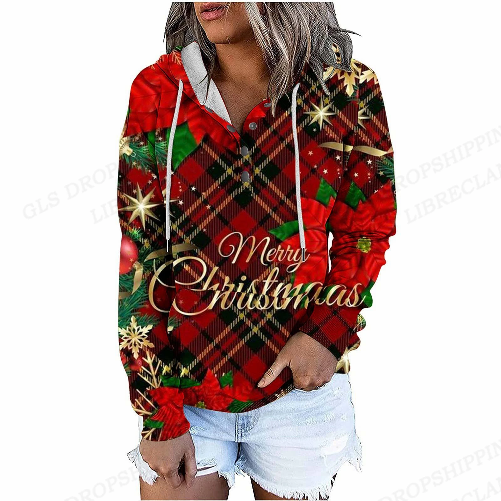 

Рождественские толстовки, свитшоты, женская модная толстовка с капюшоном, сетчатые толстовки, пальто для девочек, Женская толстовка, зимняя одежда, большие карманы