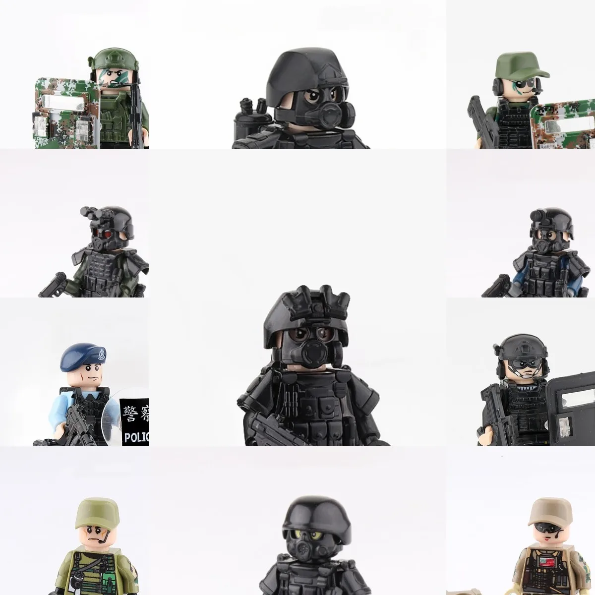 MOC SWAT Special Forces Soldier Mini Military Gun Modern Police City Army Weapons Playmobil Figures Building Block Toy Xmas Gift