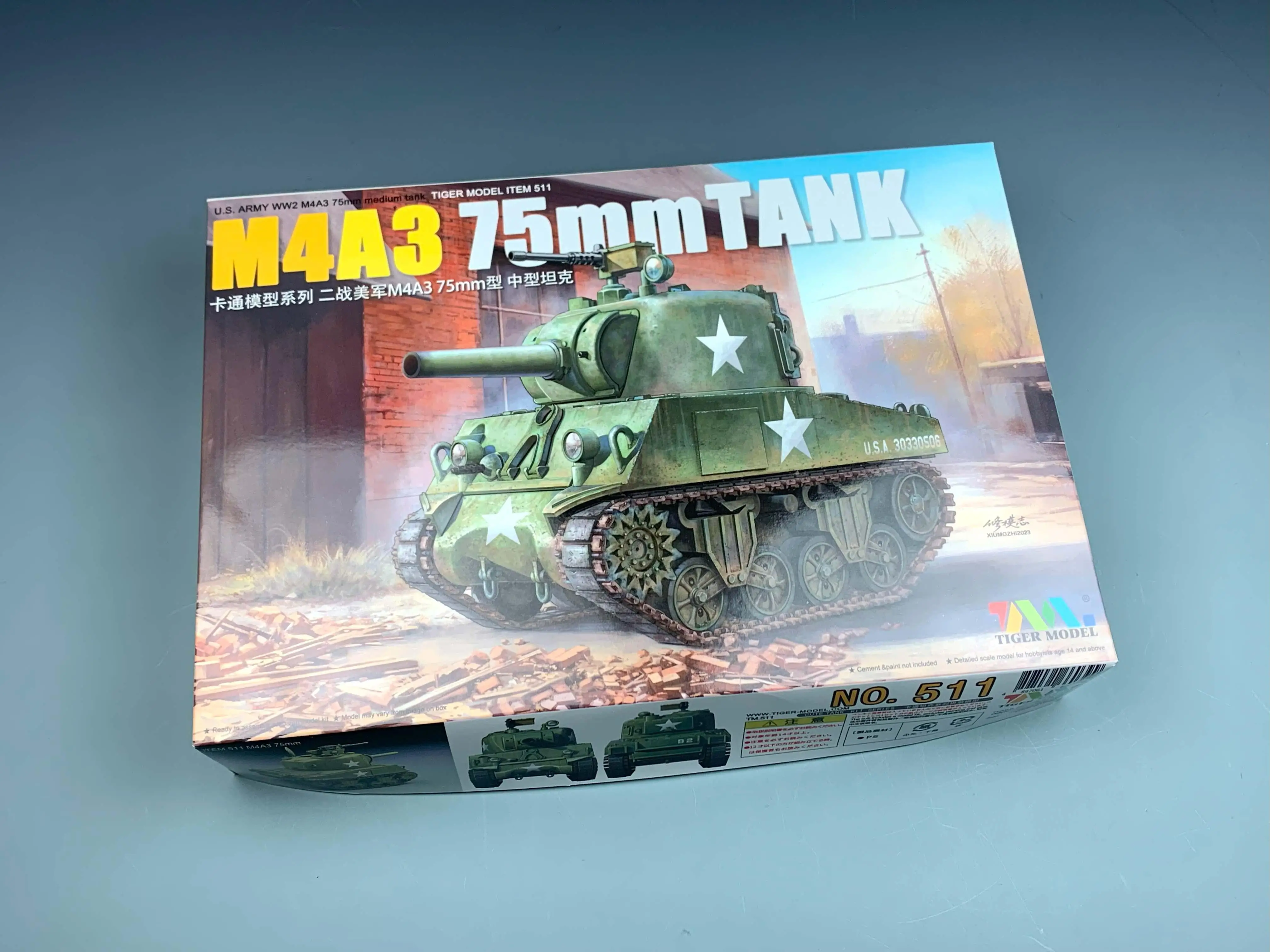 Модель Tiger 511 армейская 2 мировая война M4A3 75 мм средняя танковая пластиковая